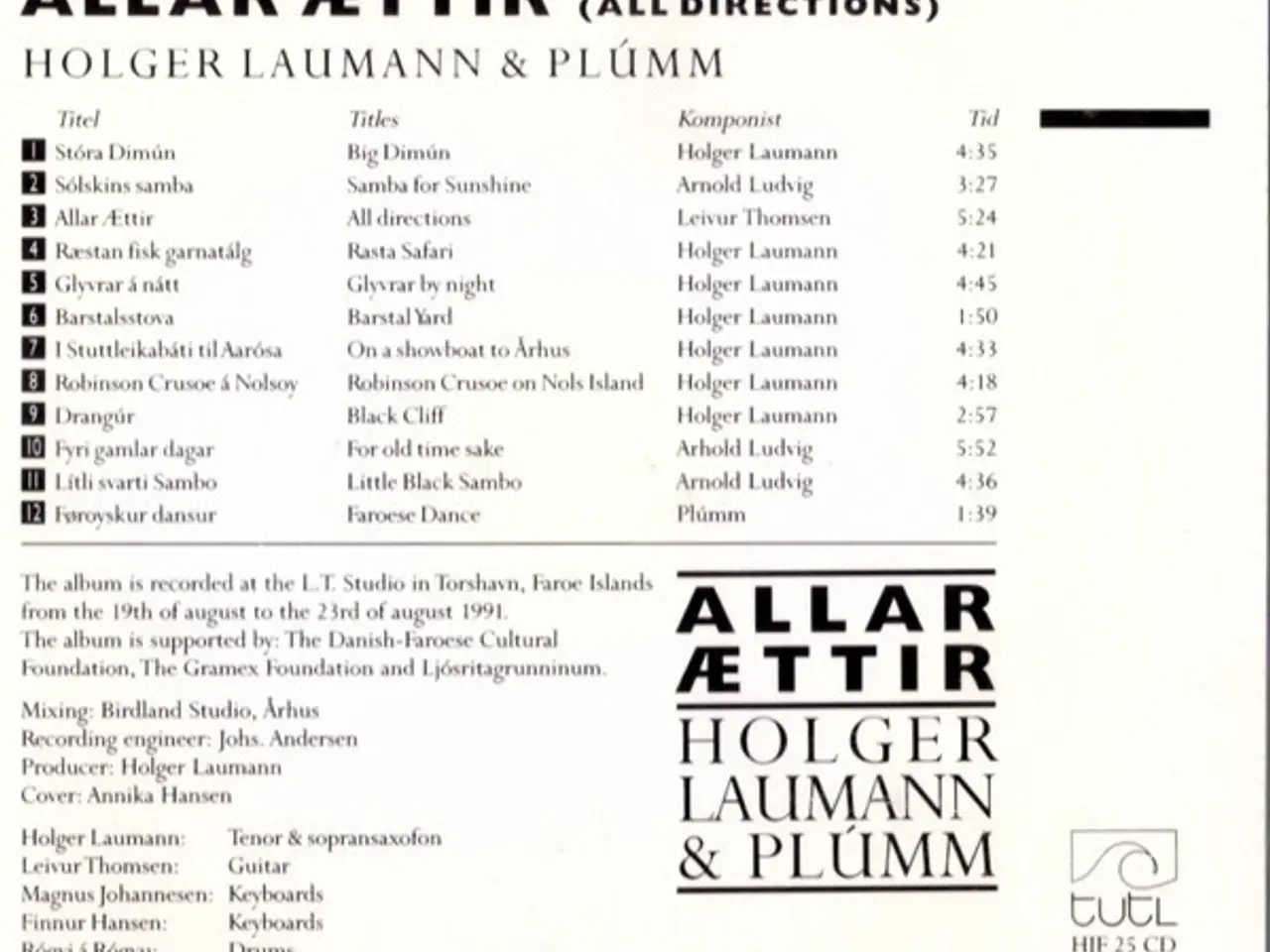 Billede 2 - Holger Laumann & Plúmm – Allar Ættir (All… – CD
