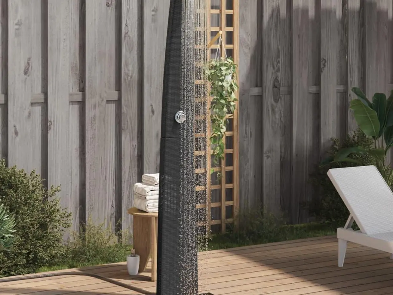 Billede 1 - Havebruser 55x60x224 cm polyrattan og akacietræ sort