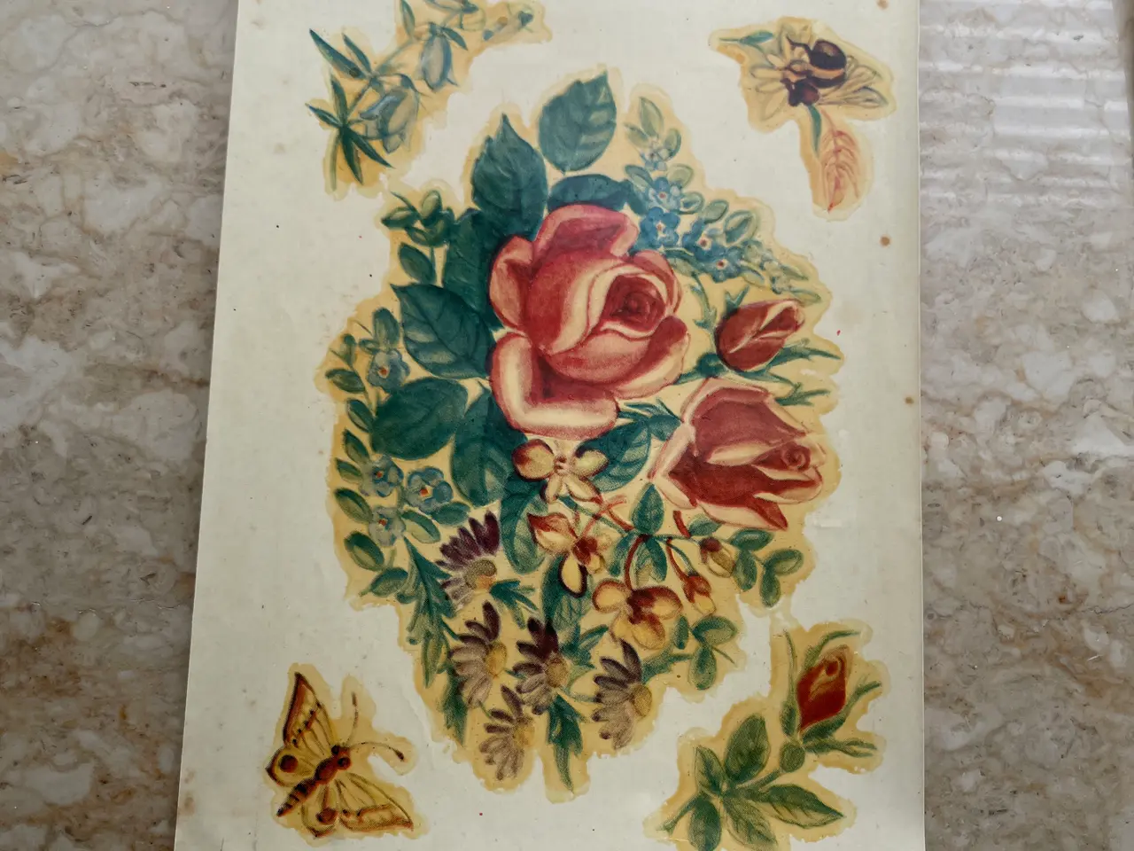 Billede 2 - 7ark vintage overføringsbilleder m blomstermotiver