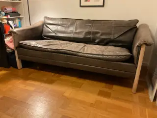 Rustik Sofa med sort læder