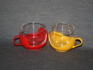 2 fine retro glas kopper fra 70’erne med plastik