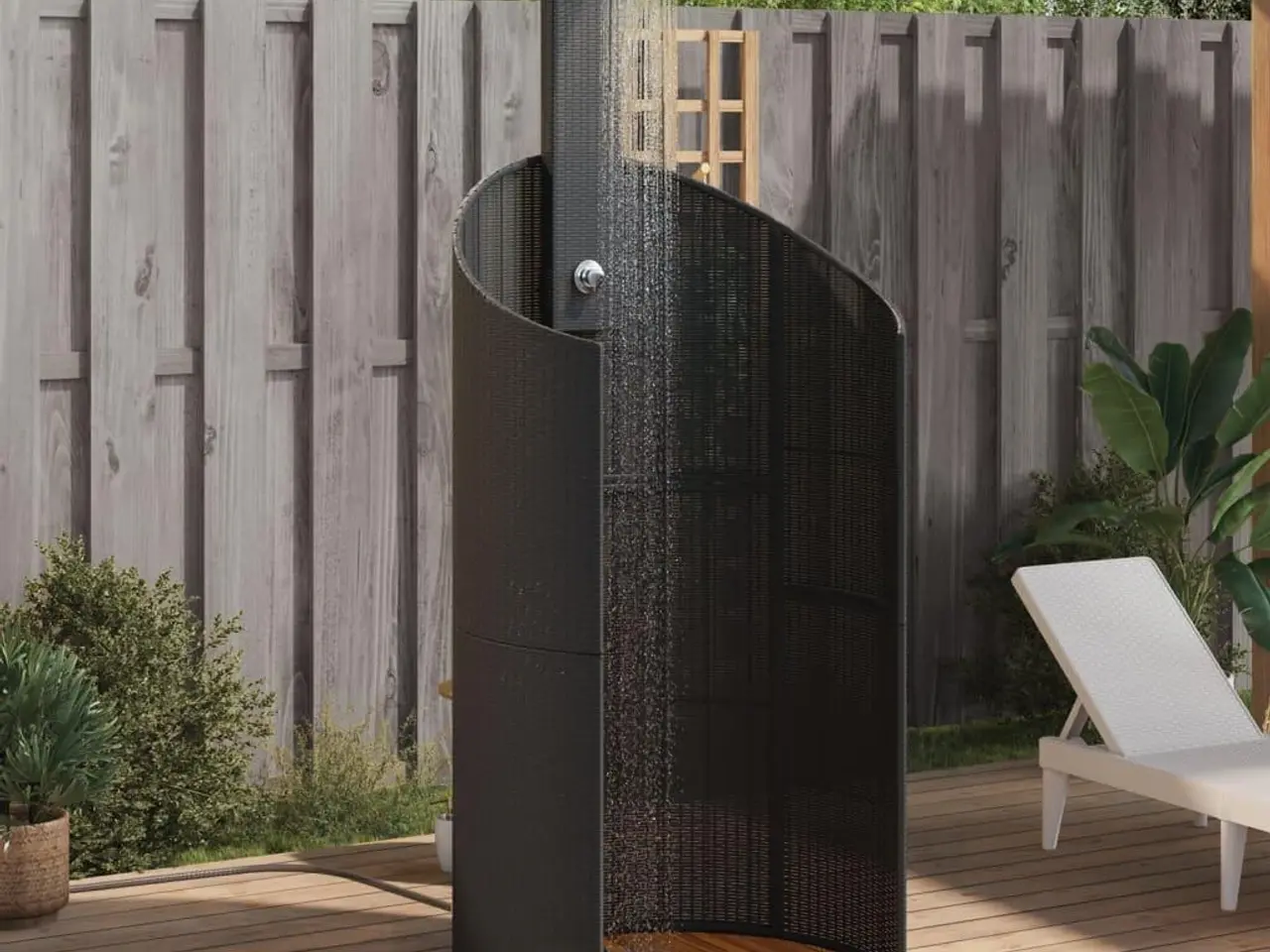 Billede 1 - Havebruser i polyrattan med akacietræs-fod, sort - 100 × 100 × 241,5 cm