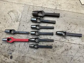 Huggepiber, 9 stk. 22, 17, 16, 15, 14, 11 mm.