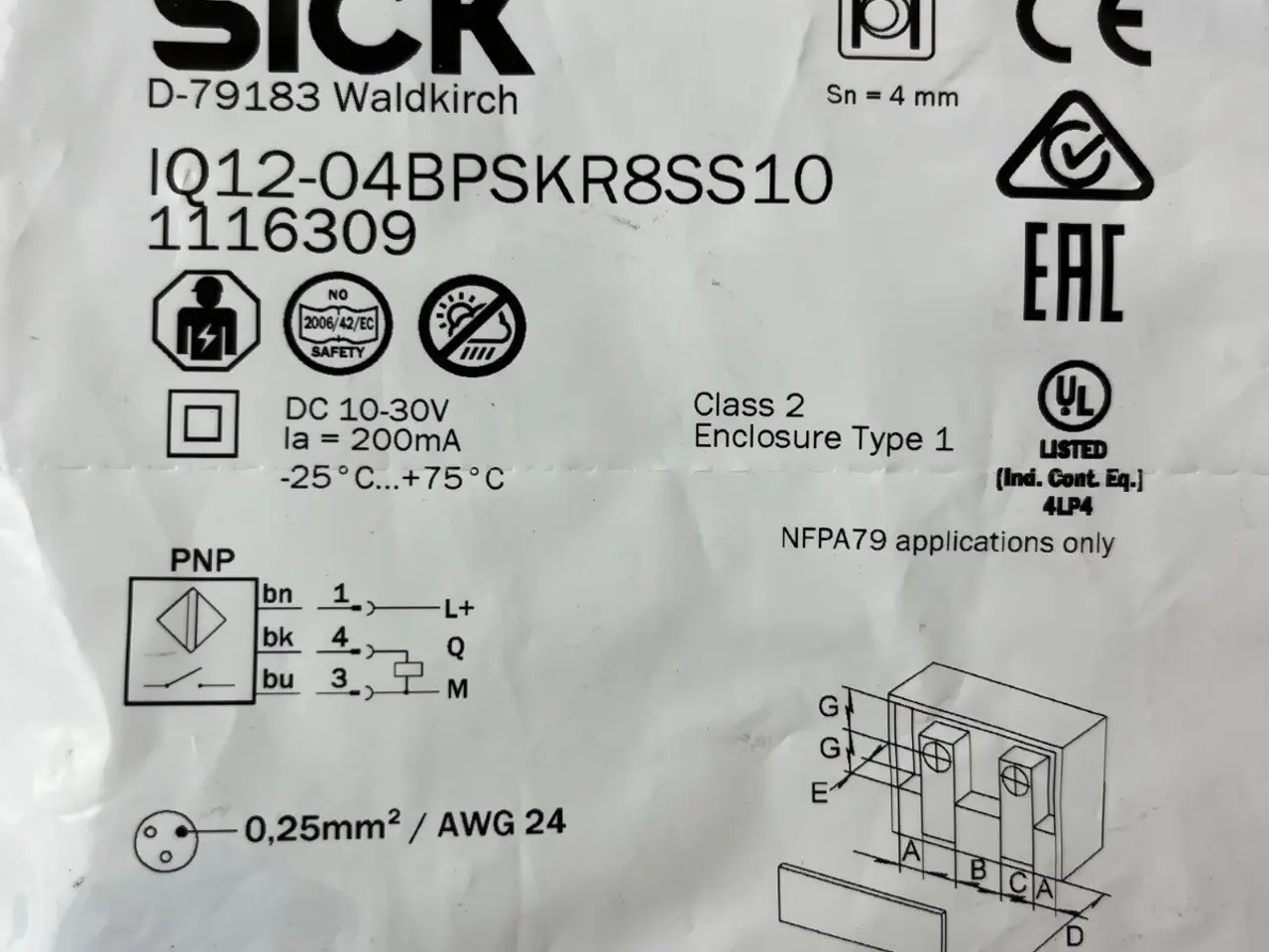 Billede 4 - SICK IQ12-04BPSKR8SS10 Proximity Sensor 4mm PNP M8