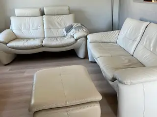 Lædersofaer, 2  stk., ægte læder 