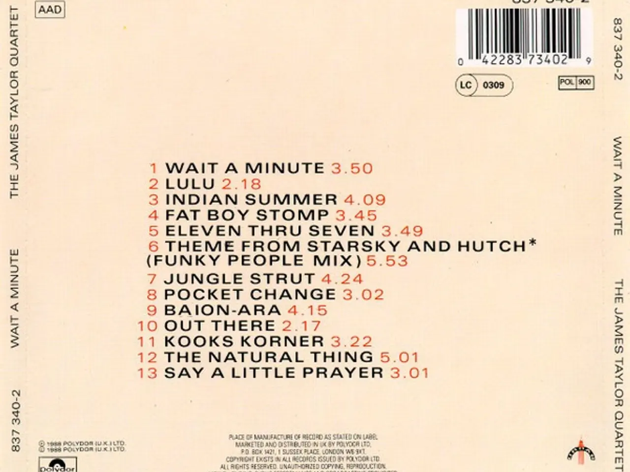 Billede 2 - The James Taylor Quartet – Wait A Minute – CD