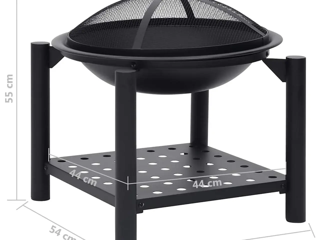 Billede 10 - Bålfad med ildrager 54 × 54 × 55 cm - stål, sort