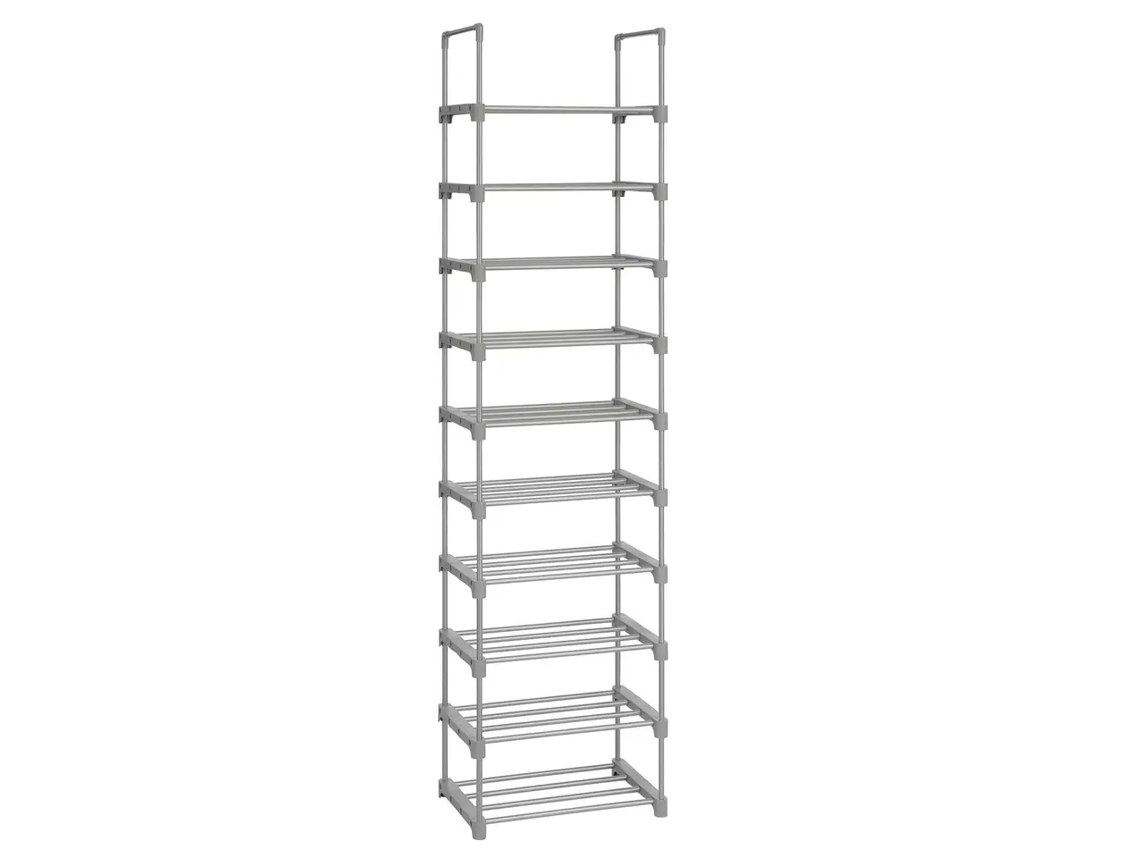 Billede 1 - Skostativ 10 etager metal, grå, 45 × 30 × 174 cm
