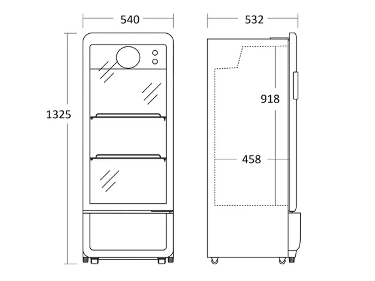 Billede 2 -  Displaykøleskab 200 L – 1325 x 540 x 560 mm