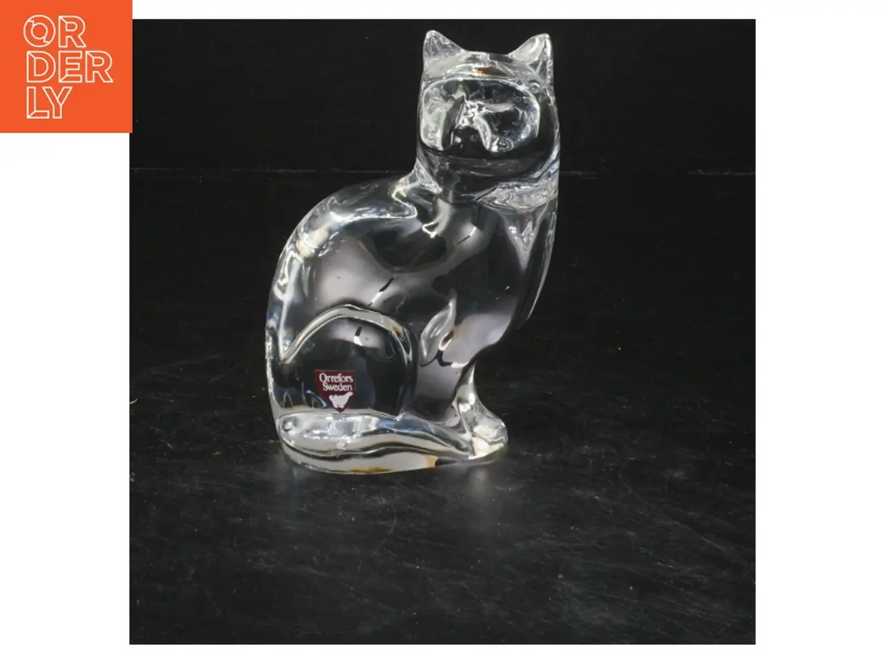 Billede 1 - Glasfigur kat Orrefors (str. 13x8 cm)