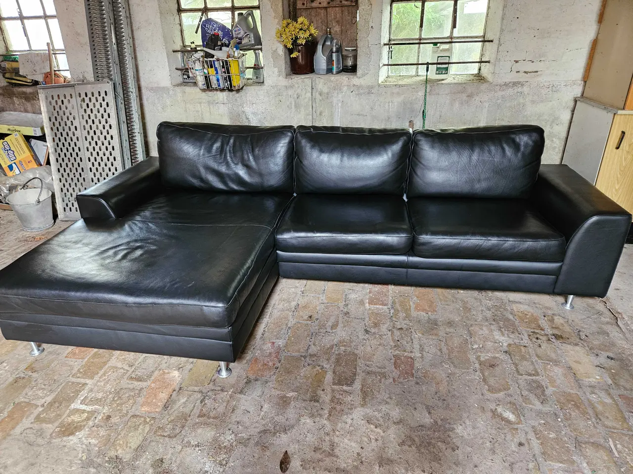 Billede 1 - Lædersofa m/chaiselong 
