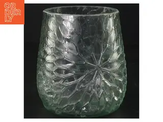 Presset Glas vase i smukt Is Krystal mønster (str. 12 x ø, 10 cm)