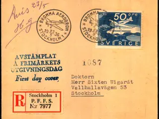 Luftpost Rekommanderet Brev til Stockholm - 23 - 5 - 1936