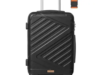 Kabinekuffert med hård skal 55 cm i blæk sort - ABS trolley med TSA-lås og kuffertrem