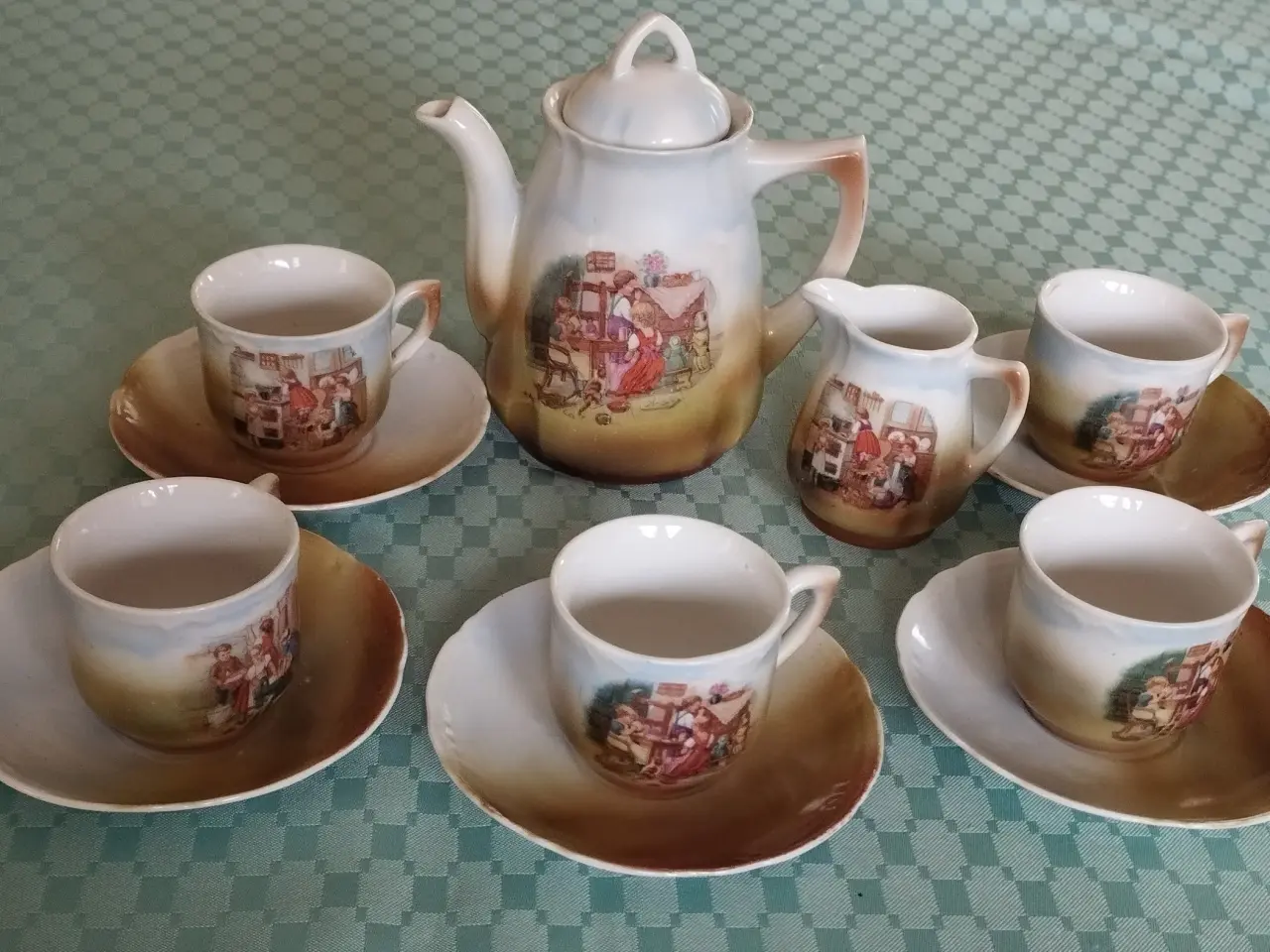 Billede 2 - Antik dukke kaffestel fra 1920-1930.