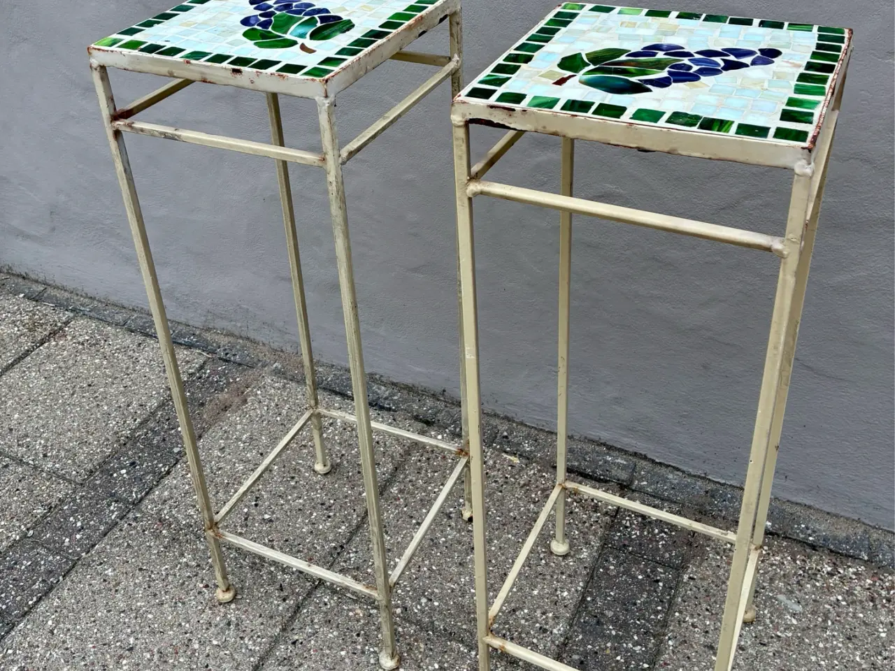 Billede 4 - 2 vintage planteopsats metalstel m/ mosaikbordplad