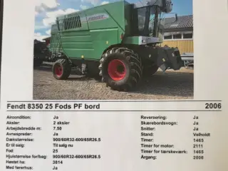 Fendt 8350 25 Fods PF bord 400.000 + moms