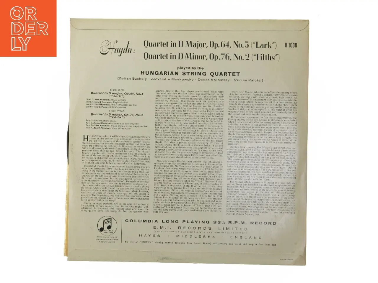 Billede 2 - Haydn Quartet LP fra Columbia