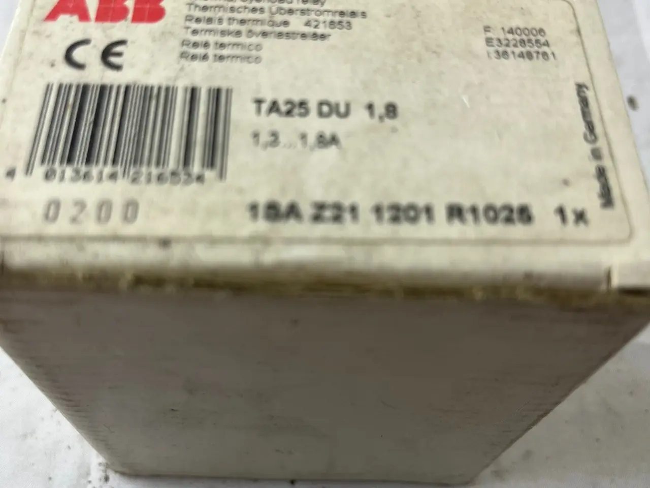 Billede 3 - ABB TA25DU-1.8 Thermal Overload relæ 1.3–1.8A ny