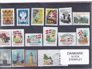 Danmark - 16 Stk nye enkeltmærker - Stemplet
