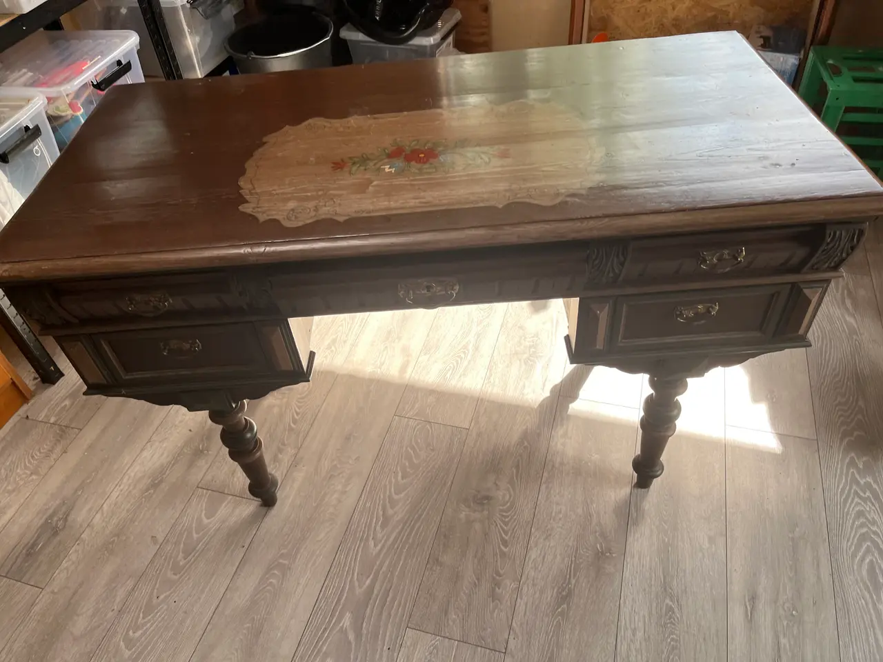 Billede 1 - Skrivebord antik brun