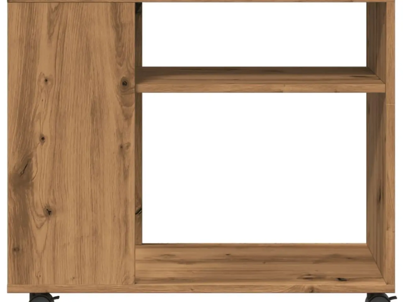 Billede 5 - Sidebord med hjul - 70×35×60 cm i egetræsfarve, konstrueret træ