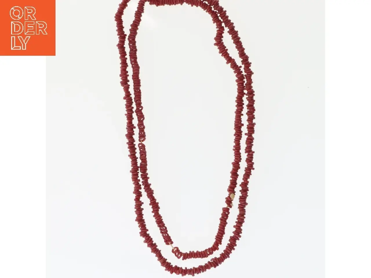 Billede 1 - Rød halskæde med perler (str. 90 cm)