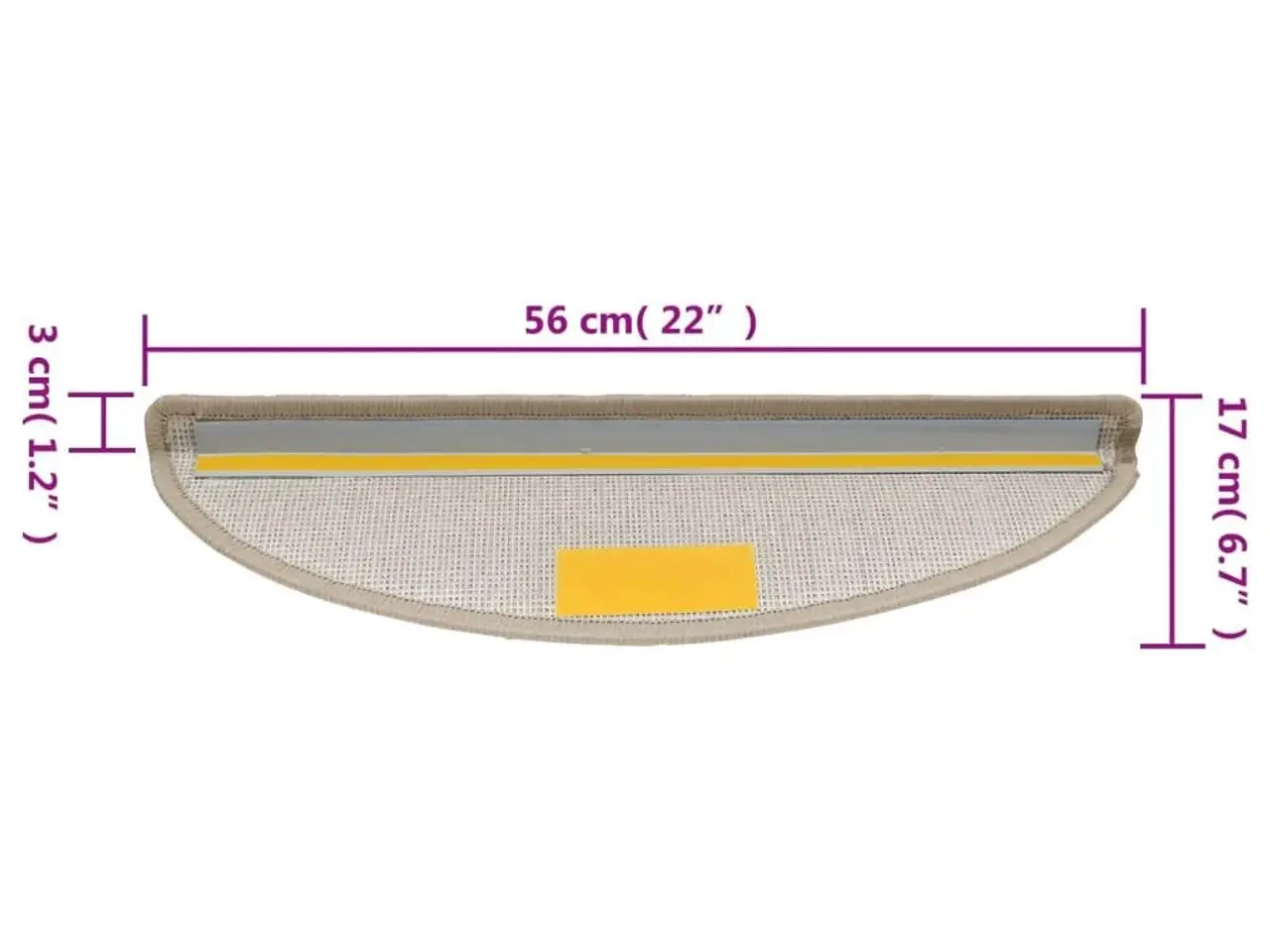 Billede 8 - Trappemåtter halvrunde - 15 stk., 56×17×3 cm, taupe