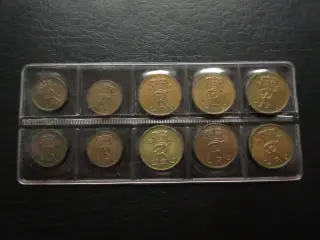 Hækkerupsæt 1 og 2 øre bronze 1960-1966 Fr. IX unc