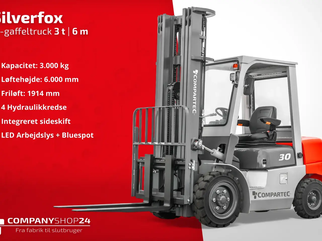 Billede 3 - Silverfox E30 Elektrisk gaffeltruck - 3000 kg, 6000 mm