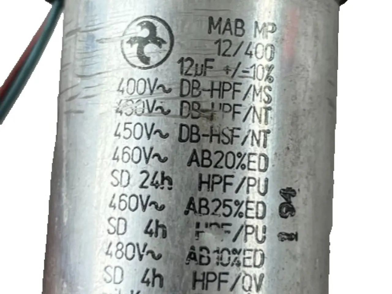 Billede 1 - MAB MP 12/400 12µF 400–480V Motor Run Capacitor in