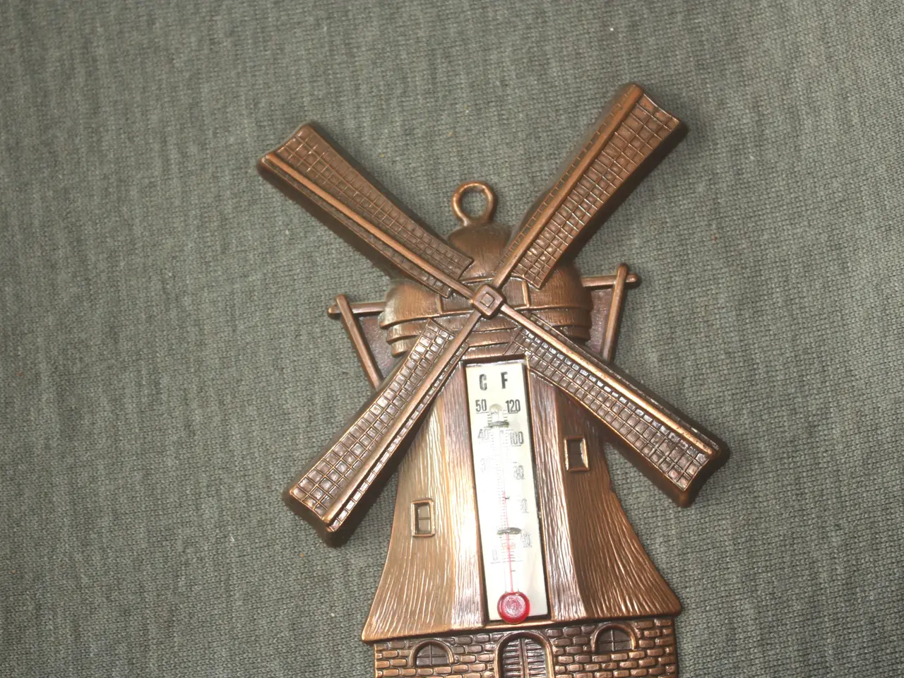 Billede 3 - Vægtermometer i form af vindmølle i metal 13,5 cm