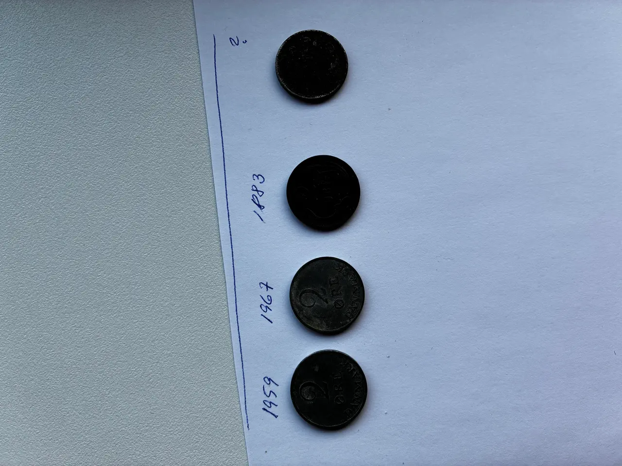 Billede 5 - Danske 2 ører, 46 styk. Årgang fremgår af billeder