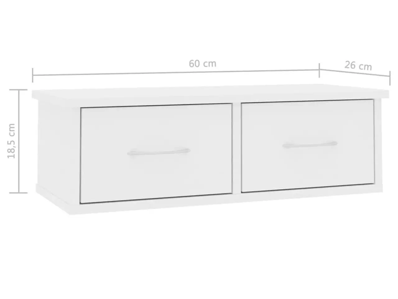 Billede 7 - Væghængt skuffe 60x26x18,5 cm konstrueret træ hvid