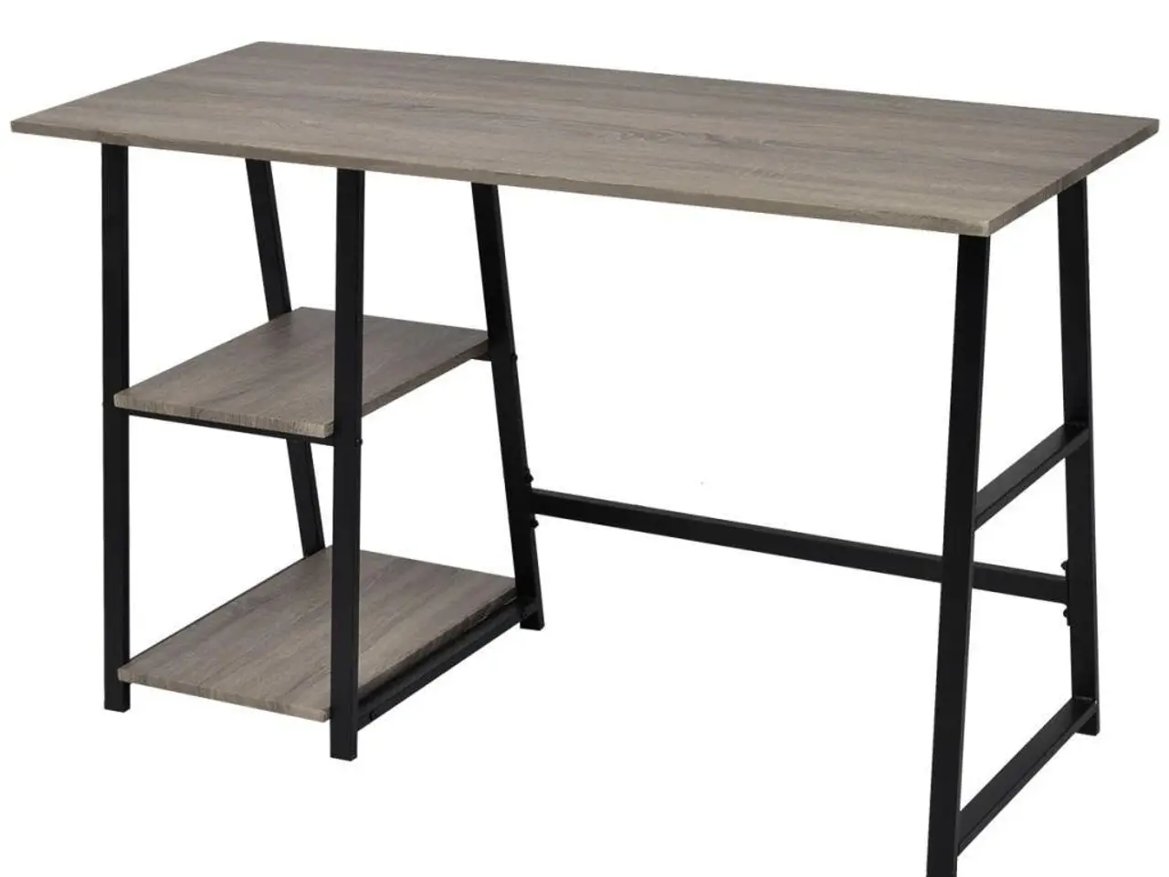 Billede 3 - Skrivebord med 2 hylder - grå og eg