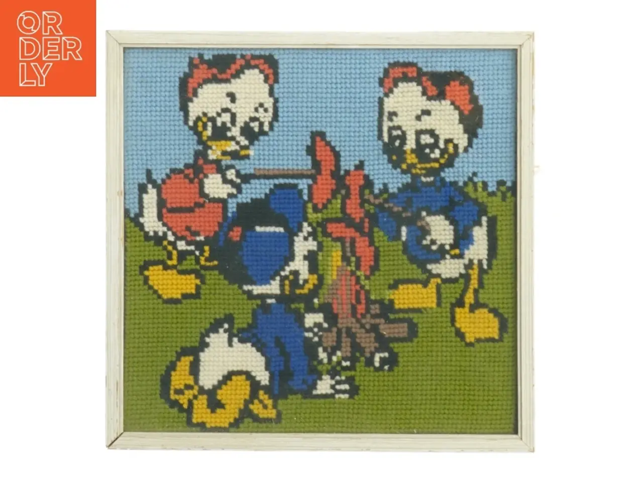 Billede 1 - Billedramme med broderi tegneseriefigurer (str. 23 x 23 cm)
