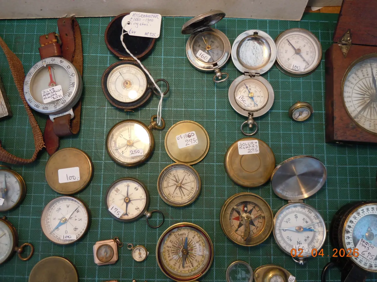 Billede 3 - Samling kompasser, Solur, træ, messing, bronze M.V