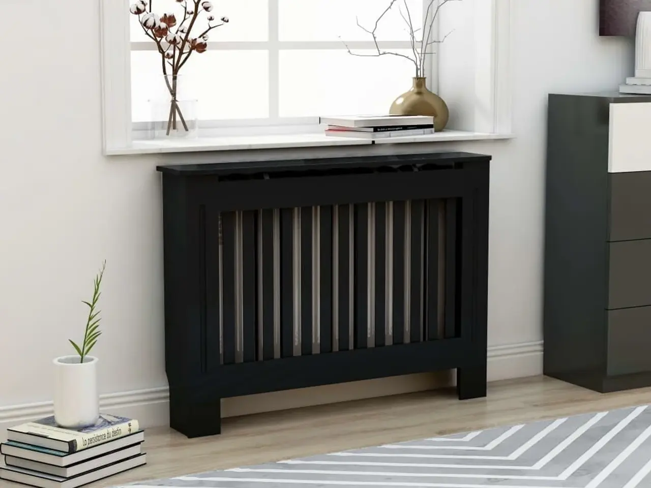 Billede 1 - Radiatorskjuler 112x19x81,5 cm MDF sort