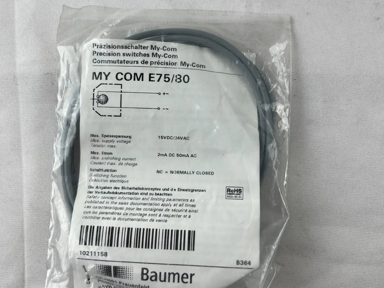 Billede 2 - Baumer MY COM E75/80 Precision kontakt M6 NC