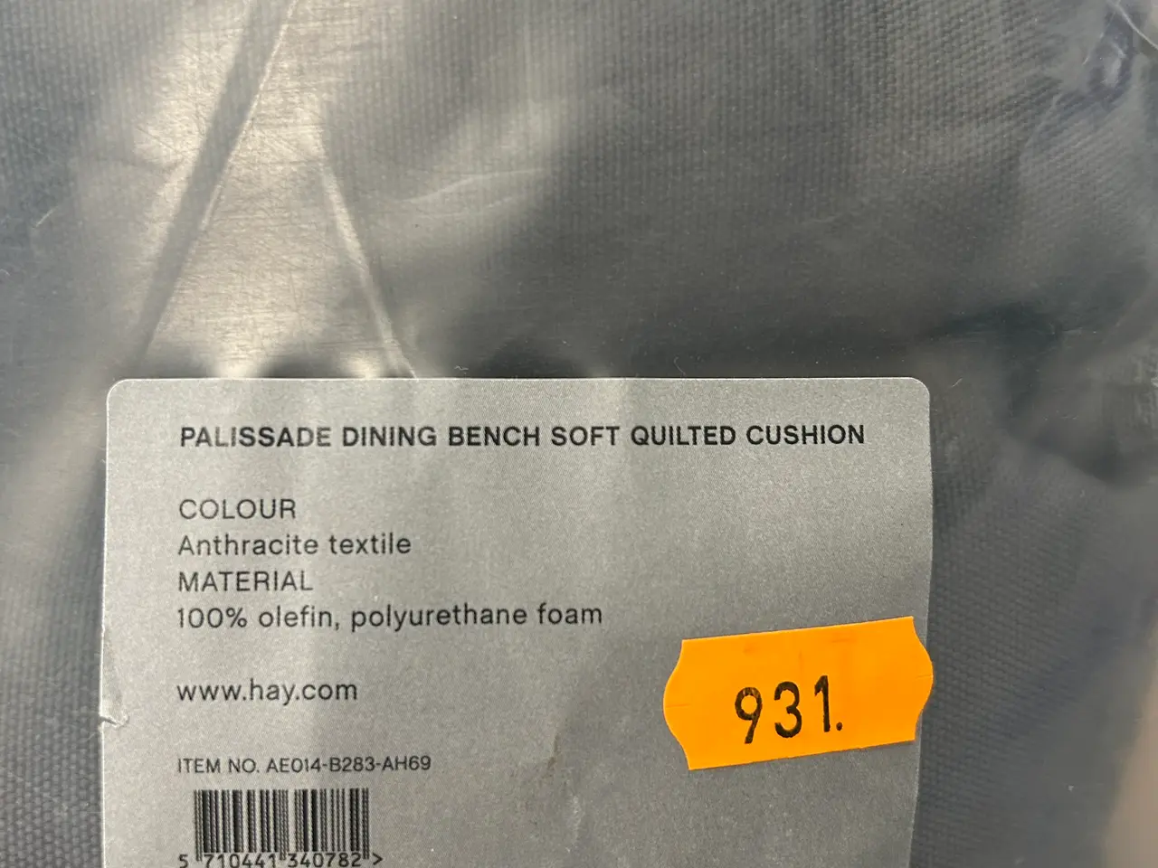 Billede 1 - Palissade Dining Bench Soft Quilted Cushion HAY Antracite