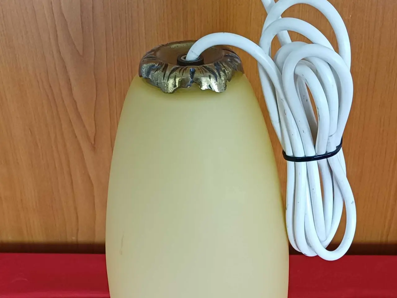 Billede 6 - Gul glas loftpendel med messingtop