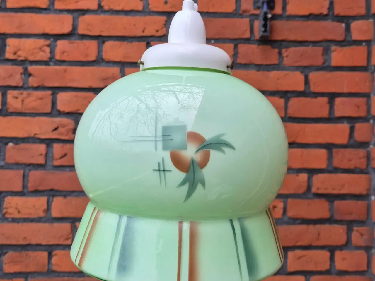 Billede 1 - Den smukkeste retrolampe i grønt glas