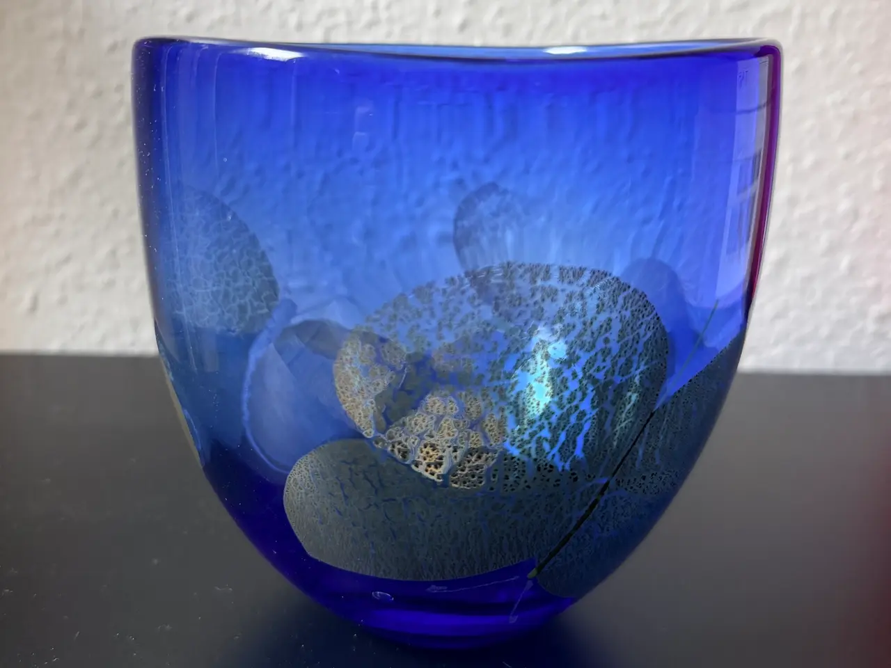 Billede 1 - Blå krukke/vase med sommerfugle