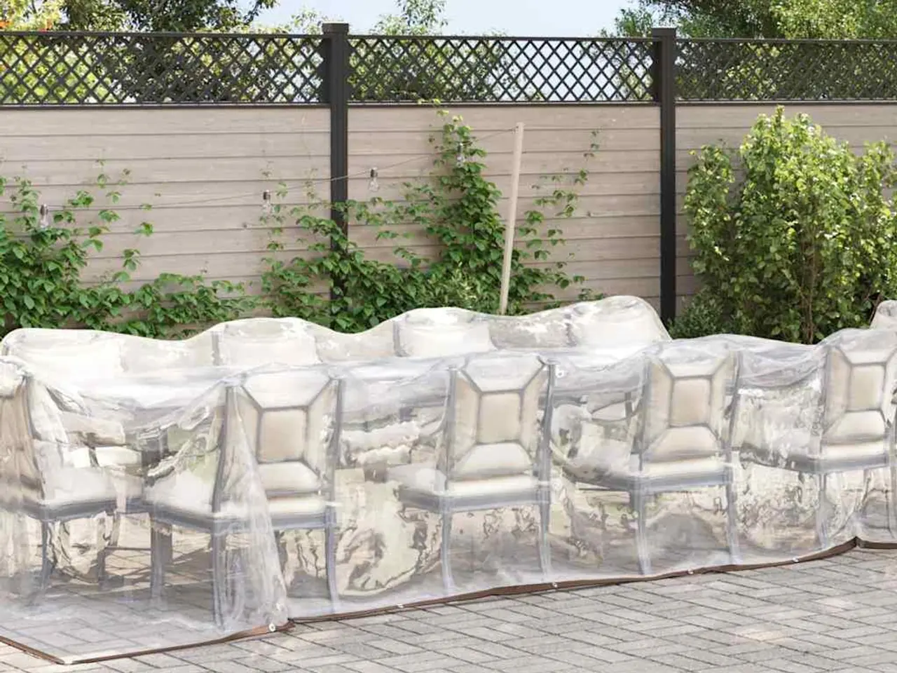 Billede 2 - Klar presenning med øjer 3 × 8 m - polyethylen, transparent/sort
