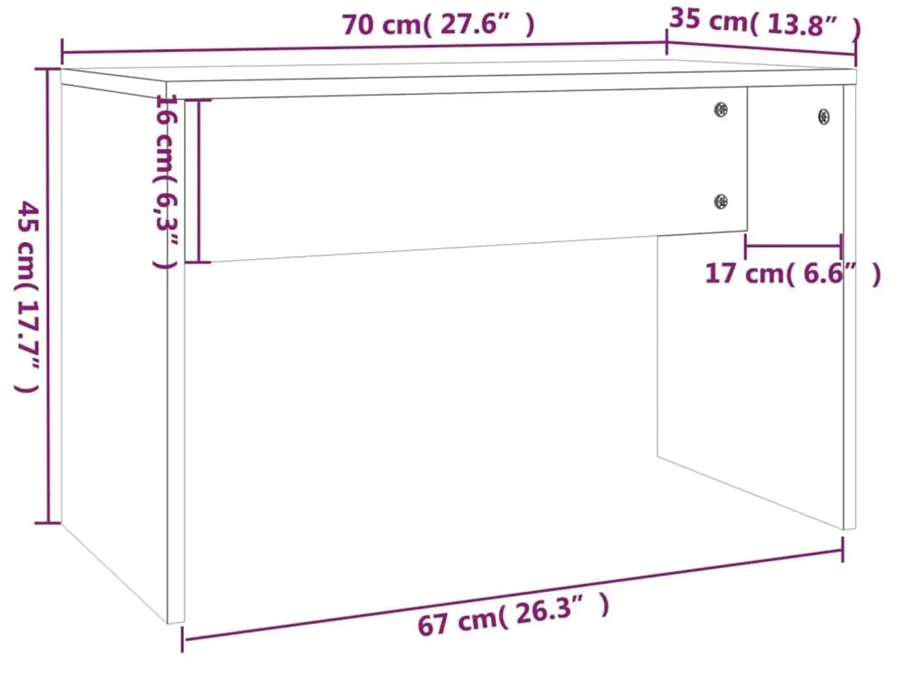 Billede 6 - Makeupskammel 70 x 35 x 45 cm - hvid