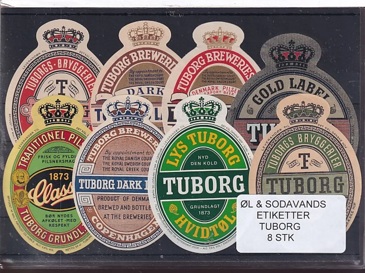 Billede 1 - Øl og Sodavands Etiketter - Tuborg - 8 Stk.