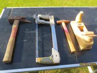 4 stk Håndværktøj Lægt hammer Høvl Bænkhammer