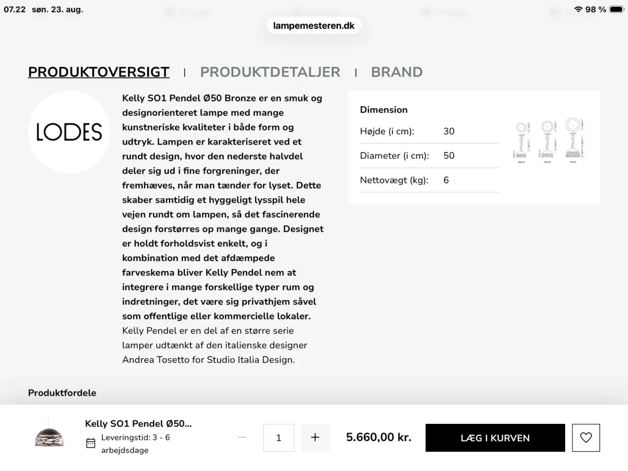 Billede 5 - Fed Lodes Kelly Pendel Ø 50 cm i Mat Sort