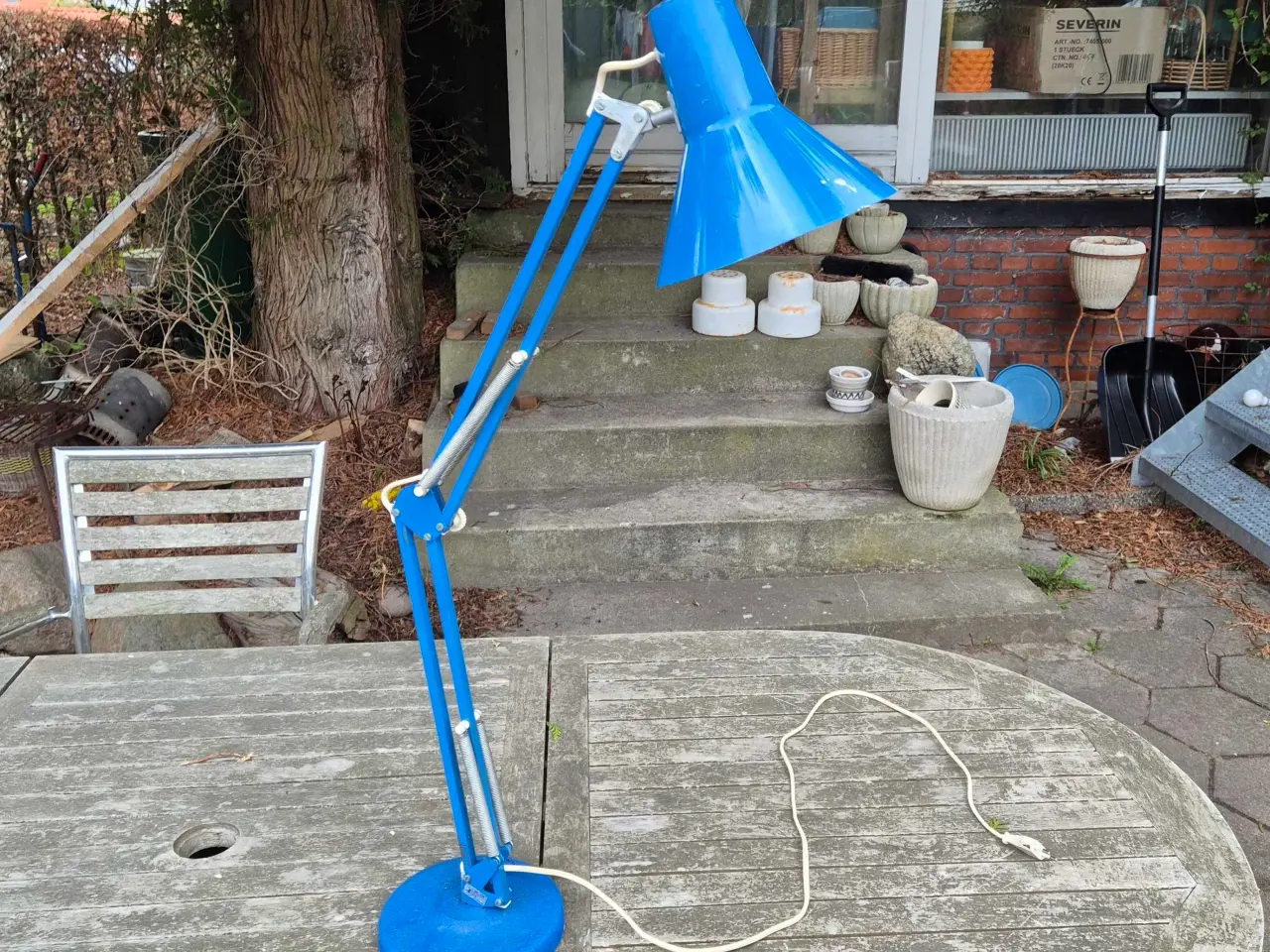 Billede 17 - Blå arkitektlampe på rund fod