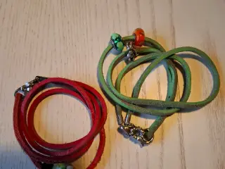 Læderarmbånd rød og grøn